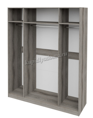 Шкаф комбинированный Манхэттен 4х дверный с зеркалом (Дуб гамильтон/Графит софт)