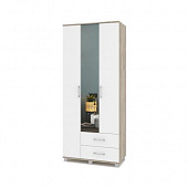 Шкаф Карина К-33 3-х дверный с ящиками с зеркалом (Серый дуб/Белый)
